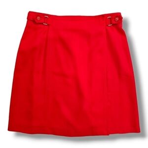 Dana B. And Karen Red Silk Wrap Mini Skirt  - Size 10
